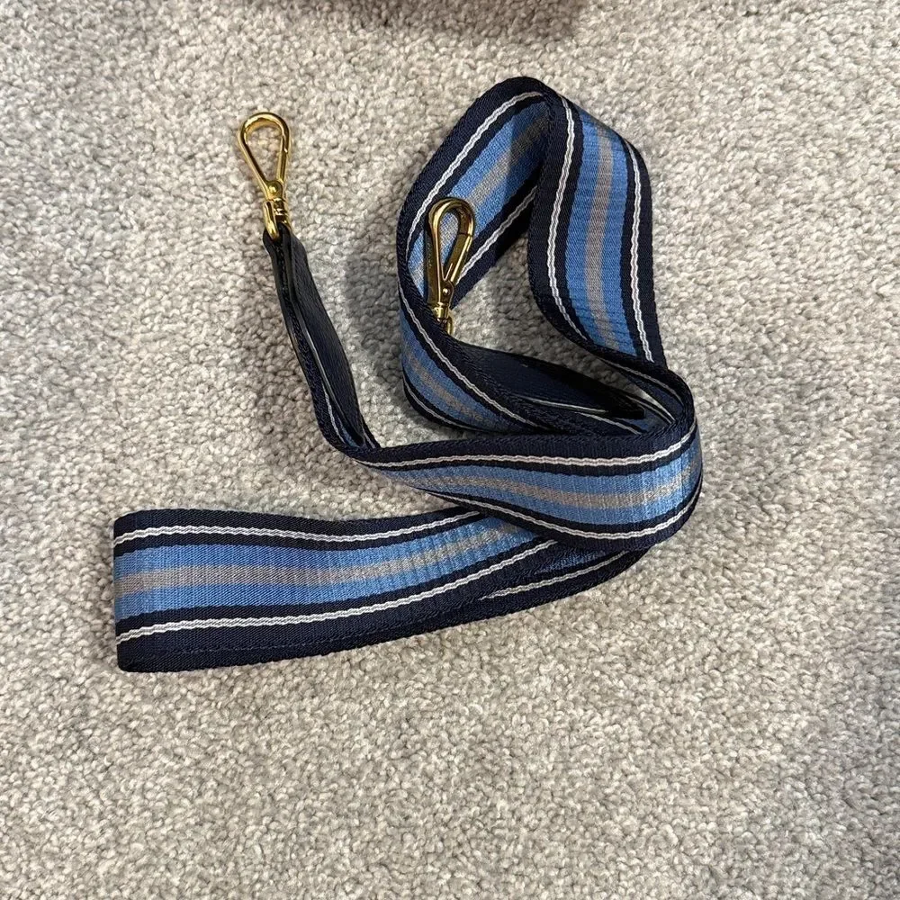 Prada Navy Blue Hobo Bag with Gold Accents